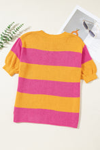 Load image into Gallery viewer, Color Block Round Neck Short Sleeve Knit Top- SYNZ