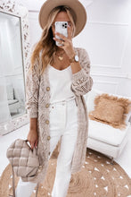 Load image into Gallery viewer, FASHION HOUSE- Khaki Hollow-out Openwork Knit Cardigan