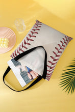 Load image into Gallery viewer, White Baseball Print Canvas Tote Bag