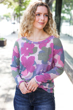Load image into Gallery viewer, Beautiful You Magenta Floral Vintage Two Tone Knit Top