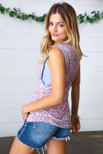 Load image into Gallery viewer, Coral & Denim Stripe Floral Print Tank Top