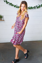 Load image into Gallery viewer, Black Multicolor Floral Babydoll Flutter Sleeve Midi Dress