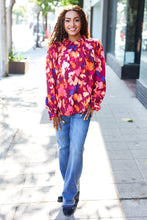 Load image into Gallery viewer, You Got This Wine Floral Print Print Frill Mock Neck Top