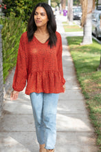 Load image into Gallery viewer, Rust Leopard Wool Dobby Woven Knit Top