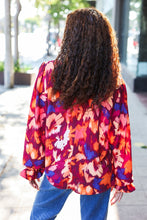 Load image into Gallery viewer, You Got This Wine Floral Print Print Frill Mock Neck Top