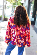 Load image into Gallery viewer, You Got This Wine Floral Print Print Frill Mock Neck Top