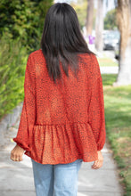 Load image into Gallery viewer, Rust Leopard Wool Dobby Woven Knit Top