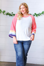 Load image into Gallery viewer, Pink Pointelle Color Block Wide Sleeve Pullover