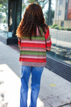 Load image into Gallery viewer, Perfectly You Olive & Mauve Stripe Two-Tone Banded Sweater Top