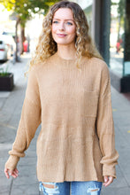 Load image into Gallery viewer, Classy Chic Taupe Mock Neck Chest Pocket Knit Sweater