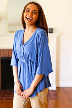 Load image into Gallery viewer, Easy To Love Blue Babydoll Dolman Modal V Neck Top