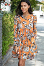 Load image into Gallery viewer, Rust Animal Geo Print Swing Dress with Pockets