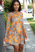 Load image into Gallery viewer, Rust Animal Geo Print Swing Dress with Pockets