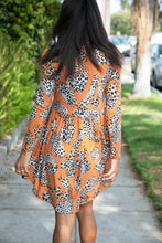 Load image into Gallery viewer, Rust Animal Geo Print Swing Dress with Pockets
