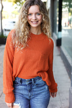 Load image into Gallery viewer, Pumpkin Spice Mock Neck Chest Pocket Knit Sweater
