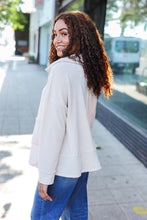 Load image into Gallery viewer, Easy Living Oatmeal Textured Knit Notch Neck Oversized Collar Sweater