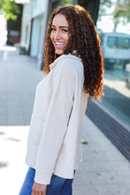 Load image into Gallery viewer, Easy Living Oatmeal Textured Knit Notch Neck Oversized Collar Sweater