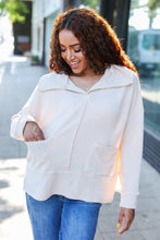 Load image into Gallery viewer, Easy Living Oatmeal Textured Knit Notch Neck Oversized Collar Sweater