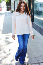 Load image into Gallery viewer, Easy Living Oatmeal Textured Knit Notch Neck Oversized Collar Sweater