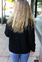 Load image into Gallery viewer, Follow Me Black Pointelle Knit Button Down Cardigan
