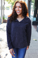 Load image into Gallery viewer, Easy Living Charcoal Textured Knit Notch Neck Oversized Collar Sweater