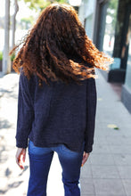 Load image into Gallery viewer, Easy Living Charcoal Textured Knit Notch Neck Oversized Collar Sweater