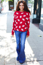 Load image into Gallery viewer, Game Day Red Football Print Jacquard Knit Sweater