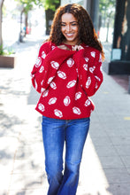 Load image into Gallery viewer, Game Day Red Football Print Jacquard Knit Sweater