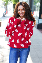 Load image into Gallery viewer, Game Day Red Football Print Jacquard Knit Sweater
