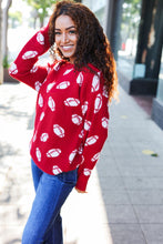 Load image into Gallery viewer, Game Day Red Football Print Jacquard Knit Sweater