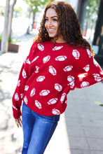 Load image into Gallery viewer, Game Day Red Football Print Jacquard Knit Sweater