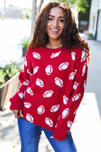 Load image into Gallery viewer, Game Day Red Football Print Jacquard Knit Sweater