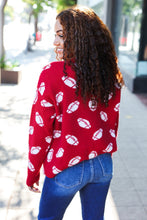 Load image into Gallery viewer, Game Day Red Football Print Jacquard Knit Sweater