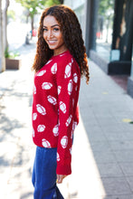 Load image into Gallery viewer, Game Day Red Football Print Jacquard Knit Sweater