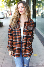 Load image into Gallery viewer, Put Together Rust Plaid & Animal Print Button Down Jacket