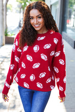 Load image into Gallery viewer, Game Day Red Football Print Jacquard Knit Sweater