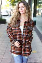 Load image into Gallery viewer, Put Together Rust Plaid & Animal Print Button Down Jacket