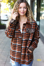 Load image into Gallery viewer, Put Together Rust Plaid & Animal Print Button Down Jacket