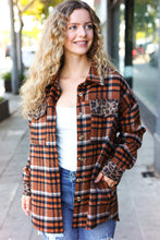 Load image into Gallery viewer, Put Together Rust Plaid & Animal Print Button Down Jacket
