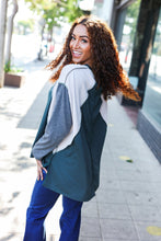 Load image into Gallery viewer, Stand Out Hunter Green V Neck Raglan Color Block Outseam Top