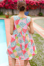 Load image into Gallery viewer, Hello Beautiful Peach & Sage Patchwork Babydoll Swing Dress