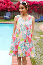 Load image into Gallery viewer, Hello Beautiful Peach & Sage Patchwork Babydoll Swing Dress