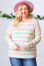 Load image into Gallery viewer, Green Apple & Tangerine Textured Vintage Stripe Top