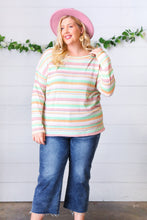 Load image into Gallery viewer, Green Apple & Tangerine Textured Vintage Stripe Top