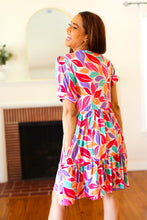 Load image into Gallery viewer, Feel Your Best Multicolor Floral Tiered Front Tie Pocketed Dress