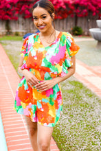 Load image into Gallery viewer, Under The Sun Abstract Floral Smocked Waist V Neck Flutter Sleeve Romper