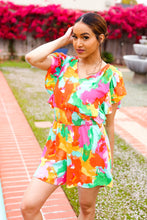 Load image into Gallery viewer, Under The Sun Abstract Floral Smocked Waist V Neck Flutter Sleeve Romper