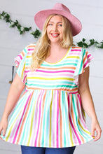 Load image into Gallery viewer, Lavender Rainbow Stripe Babydoll To