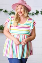 Load image into Gallery viewer, Lavender Rainbow Stripe Babydoll To