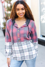 Load image into Gallery viewer, Pretty in Plaid Brushed Hacci Color Block Hoodie